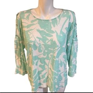 Chico’s Mint Green Leaf Print Women's Top Size 2